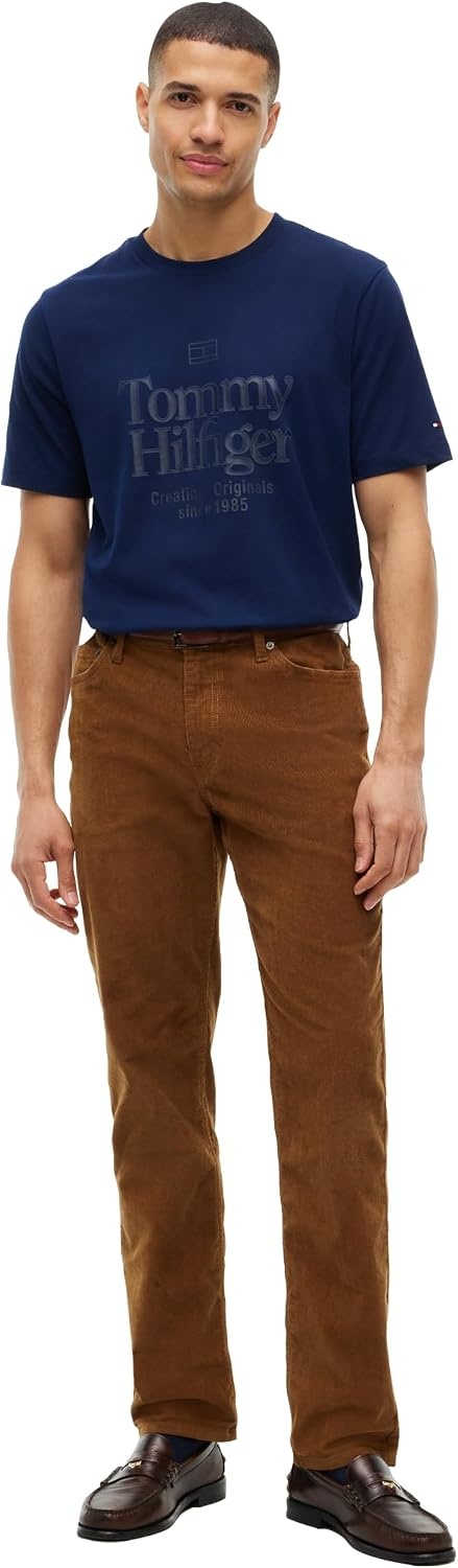 image:imageTommy Hilfiger Mens Short Sleeve Cotton Crewneck Tonal Logo Graphic TShirtsCarbon Navy