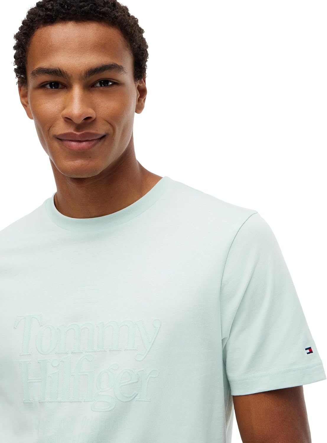 image:imageTommy Hilfiger Mens Short Sleeve Cotton Crewneck Tonal Logo Graphic TShirtsMinty Essence