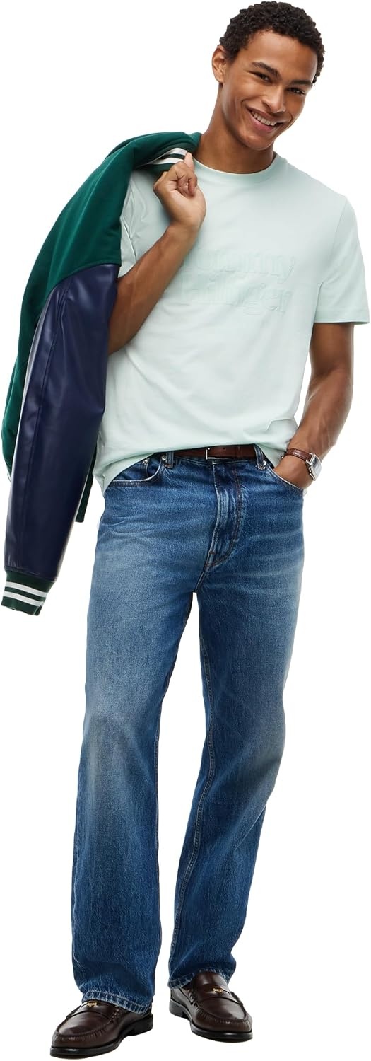 image:imageTommy Hilfiger Mens Short Sleeve Cotton Crewneck Tonal Logo Graphic TShirtsMinty Essence