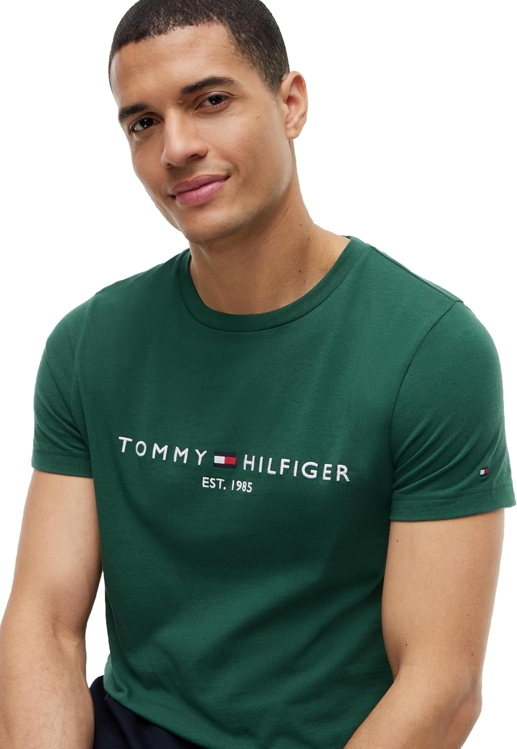 image:imageTommy Hilfiger Mens Short Sleeve Cotton Graphic TShirts with Embroidered LogoOrnamental Green
