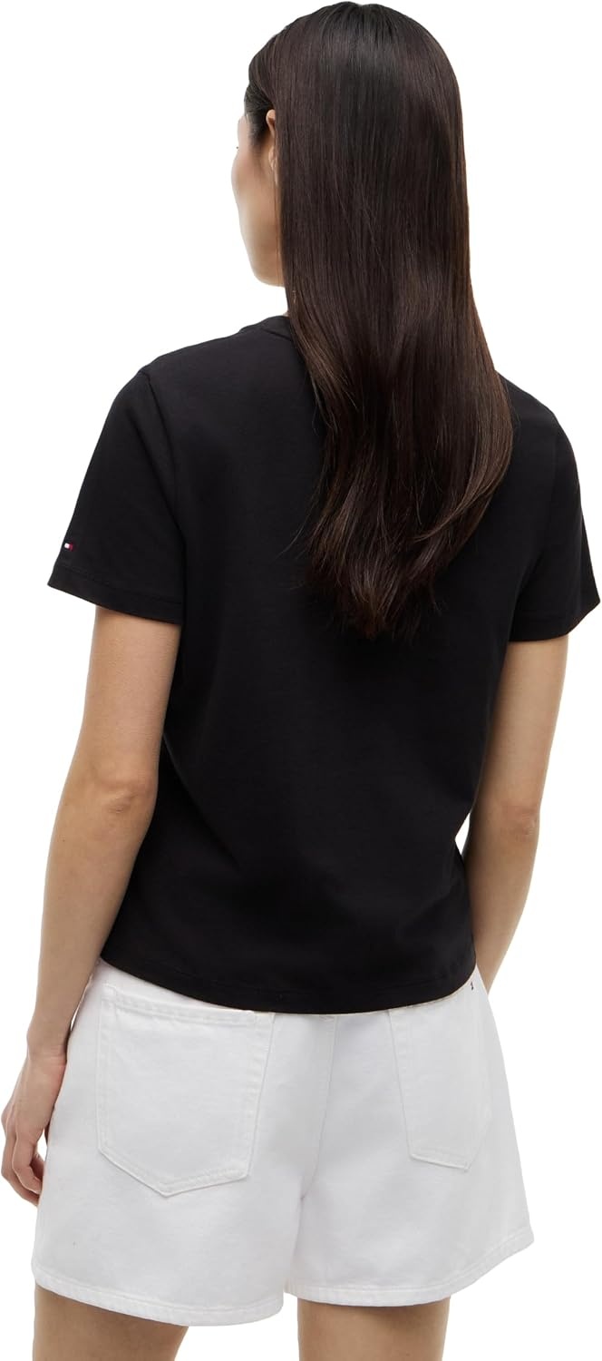 image:imageTommy Hilfiger Womens Short Sleeve Cotton Graphic Logo Crew Neck TShirtsBlack