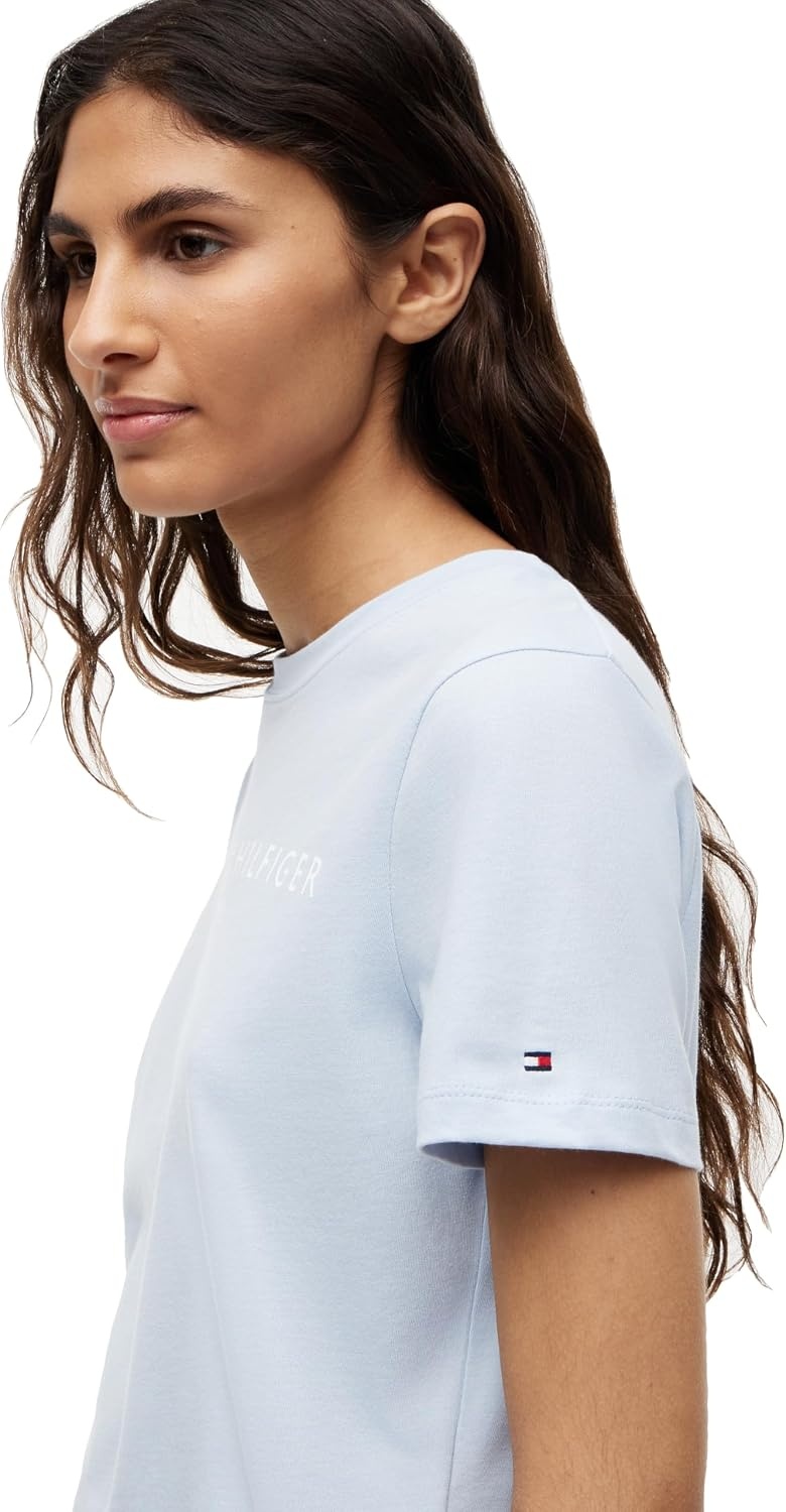 image:imageTommy Hilfiger Womens Short Sleeve Cotton Graphic Logo Crew Neck TShirtsBreezy Blue