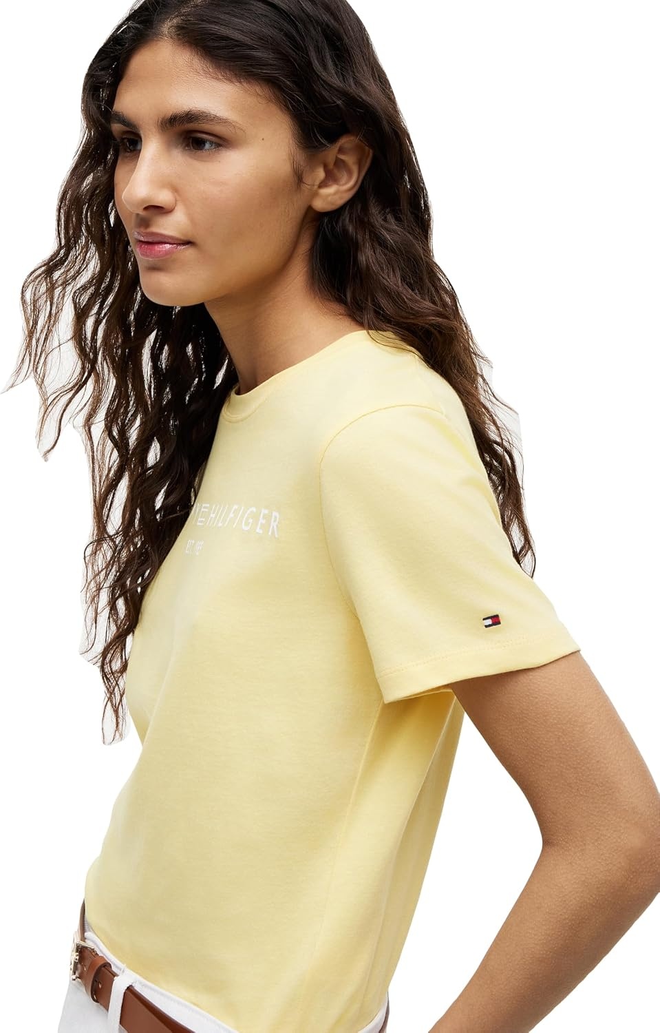 image:imageTommy Hilfiger Womens Short Sleeve Cotton Graphic Logo Crew Neck TShirtsCitronella