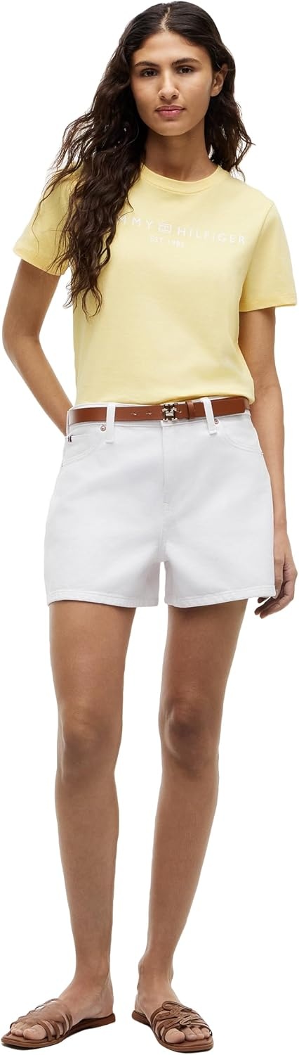 image:imageTommy Hilfiger Womens Short Sleeve Cotton Graphic Logo Crew Neck TShirtsCitronella