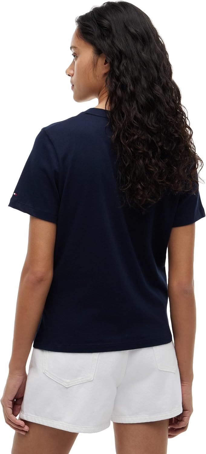 image:imageTommy Hilfiger Womens Short Sleeve Cotton Graphic Logo Crew Neck TShirtsDark Night Navy