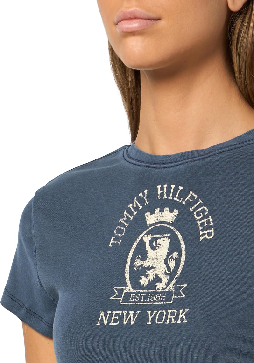 image:imageTommy Hilfiger Womens Short Sleeve Cotton Graphic Logo Crew Neck TShirtsDark Night NavyCrest