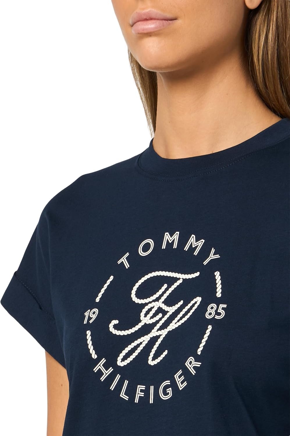 image:imageTommy Hilfiger Womens Short Sleeve Cotton Graphic Logo Crew Neck TShirtsDark Night NavyScript