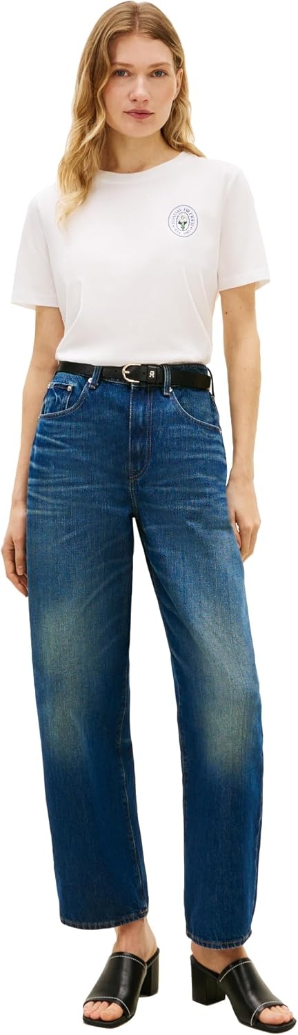image:imageTommy Hilfiger Womens Short Sleeve Cotton Graphic Logo Crew Neck TShirtsEcru