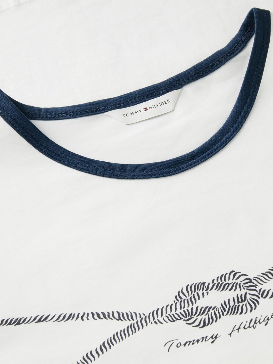 image:imageTommy Hilfiger Womens Short Sleeve Cotton Graphic Logo Crew Neck TShirtsEcruDark Night Navy