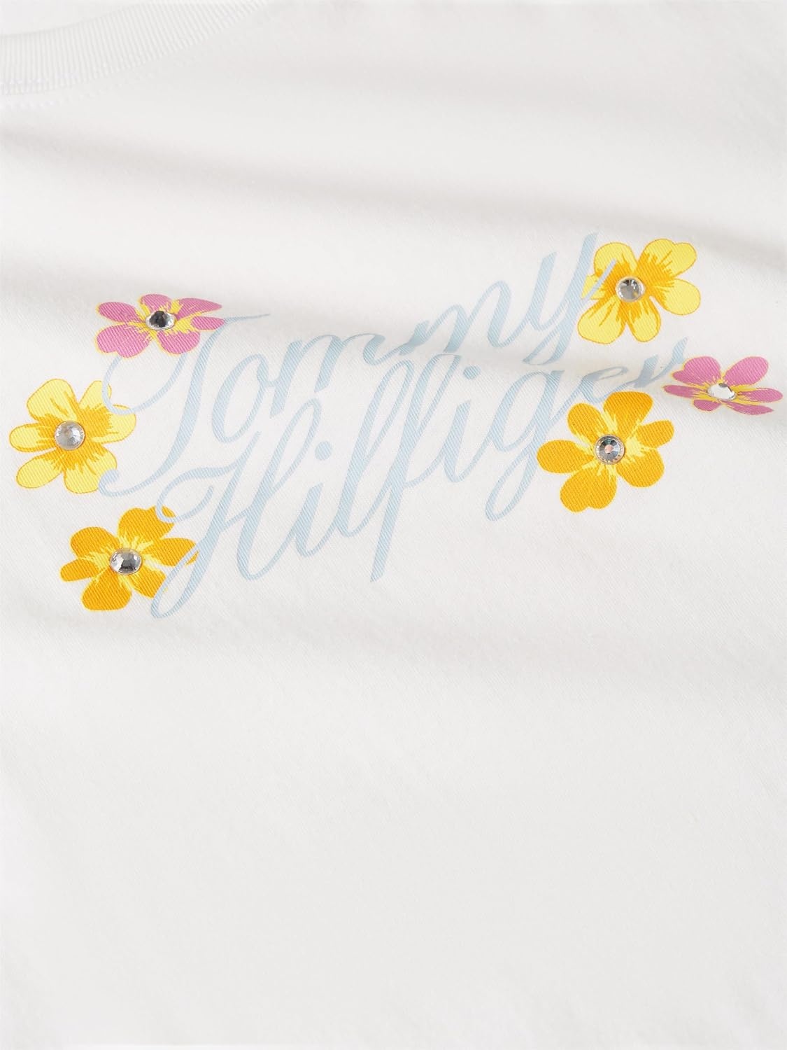 image:imageTommy Hilfiger Womens Short Sleeve Cotton Graphic Logo Crew Neck TShirtsEcruFlowers