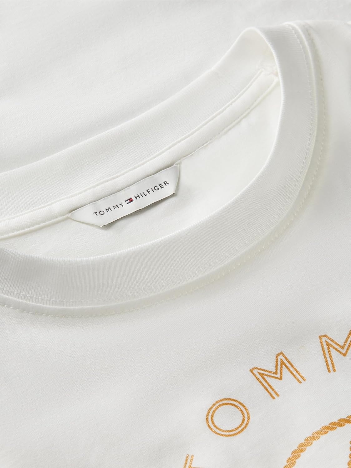 image:imageTommy Hilfiger Womens Short Sleeve Cotton Graphic Logo Crew Neck TShirtsEcruYellow