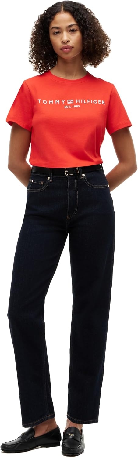 image:imageTommy Hilfiger Womens Short Sleeve Cotton Graphic Logo Crew Neck TShirtsFire Red