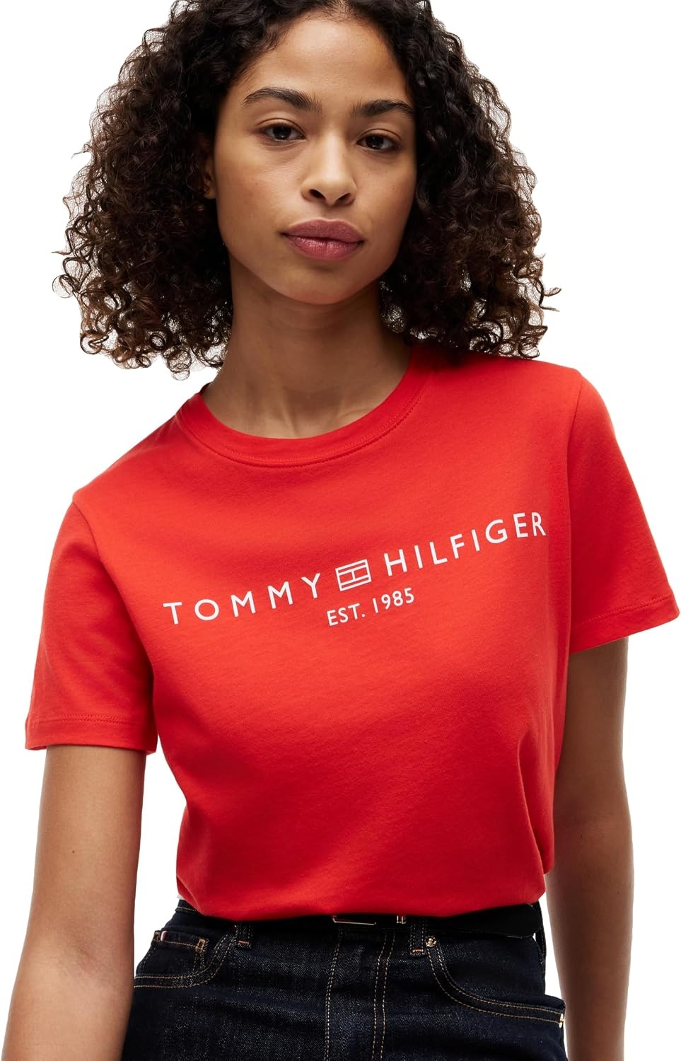 image:imageTommy Hilfiger Womens Short Sleeve Cotton Graphic Logo Crew Neck TShirtsFire Red
