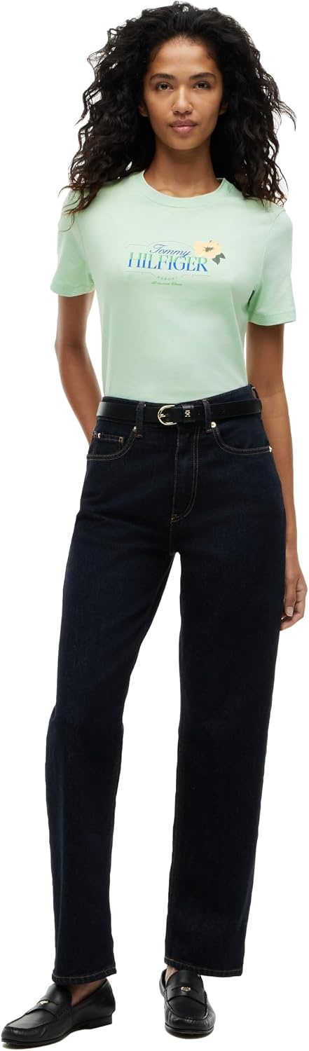 image:imageTommy Hilfiger Womens Short Sleeve Cotton Graphic Logo Crew Neck TShirtsGentle Jade