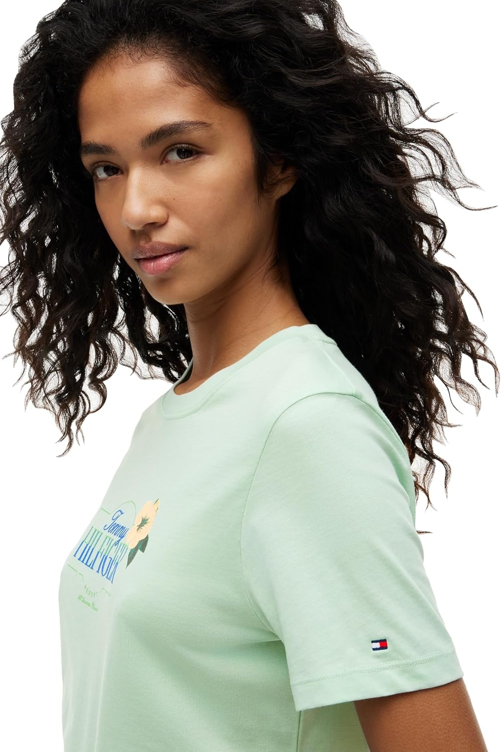 image:imageTommy Hilfiger Womens Short Sleeve Cotton Graphic Logo Crew Neck TShirtsGentle Jade