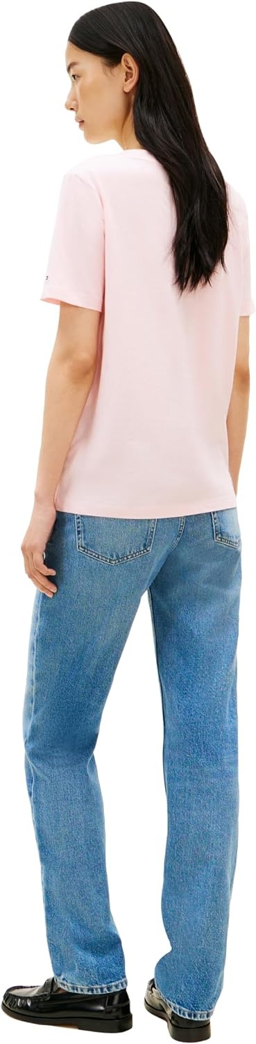 image:imageTommy Hilfiger Womens Short Sleeve Cotton Graphic Logo Crew Neck TShirtsLight PinkFlowers