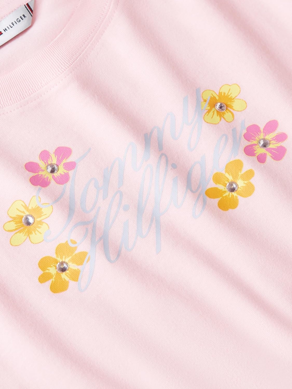 image:imageTommy Hilfiger Womens Short Sleeve Cotton Graphic Logo Crew Neck TShirtsLight PinkFlowers