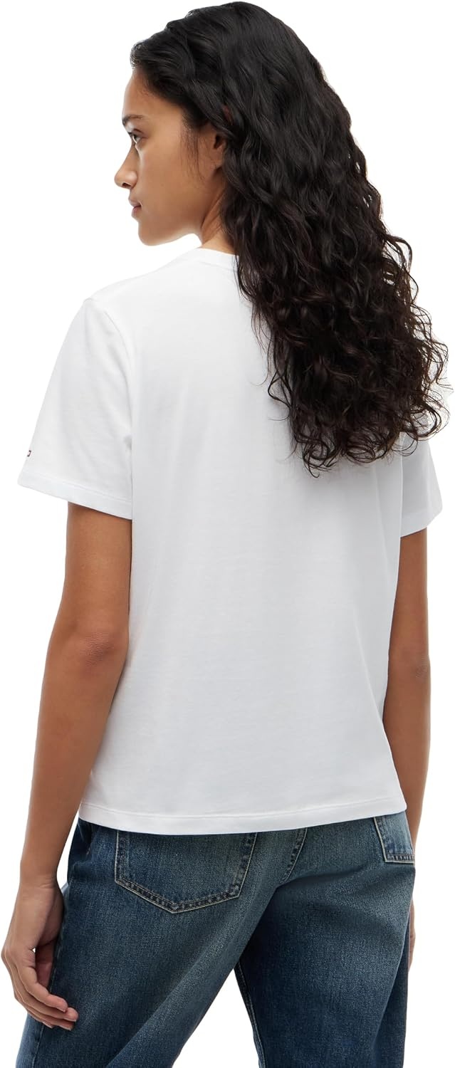 image:imageTommy Hilfiger Womens Short Sleeve Cotton Graphic Logo Crew Neck TShirtsOptic White