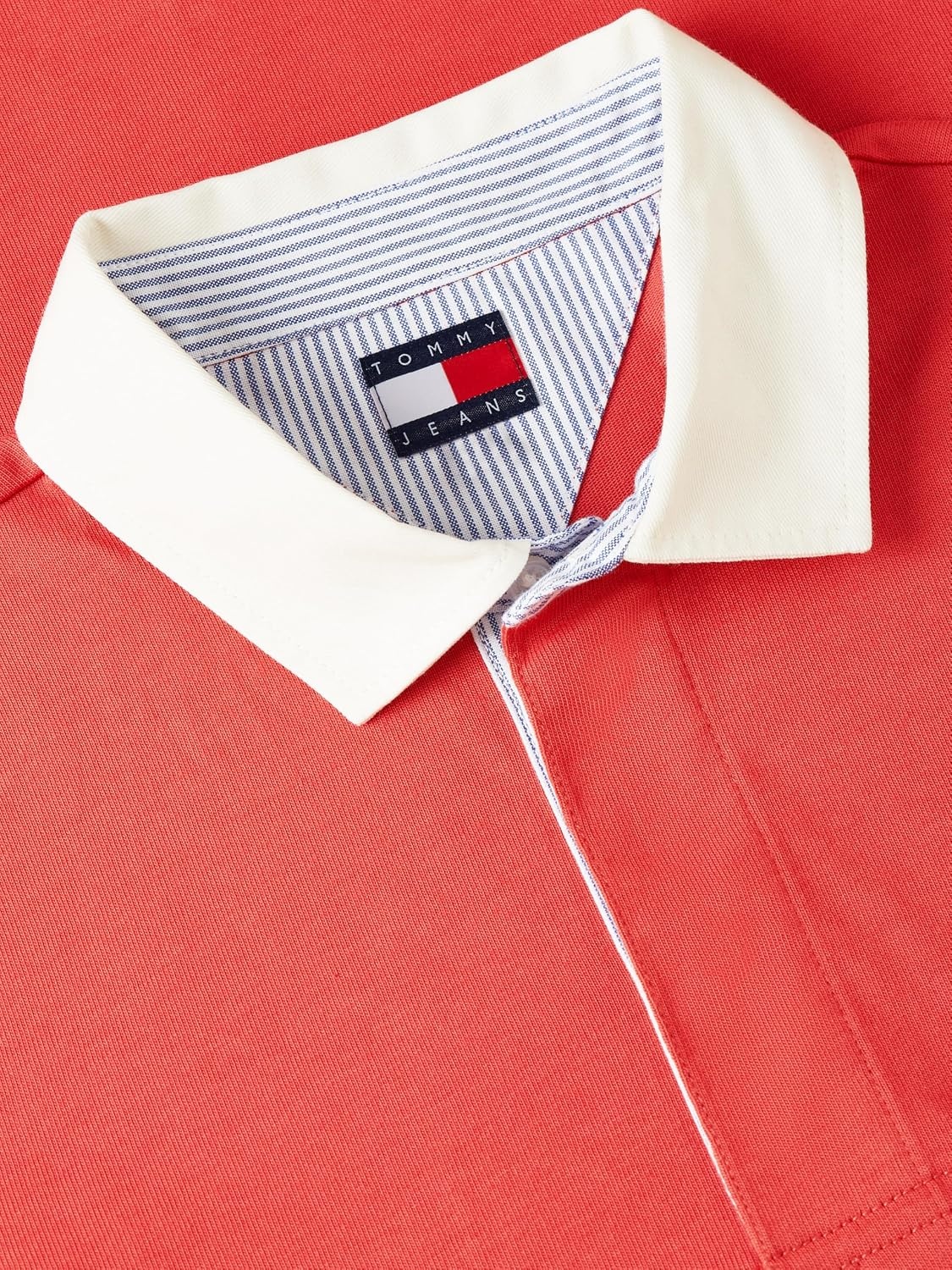 image:imageTommy Jeans Mens Long Sleeve Cotton Rugby Polo Shirt in Relaxed FitAnthem Red