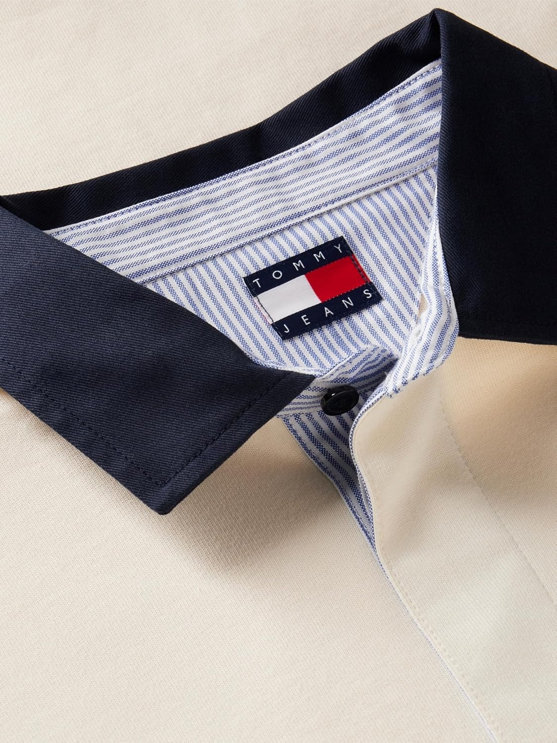 image:imageTommy Jeans Mens Long Sleeve Cotton Rugby Polo Shirt in Relaxed FitCream