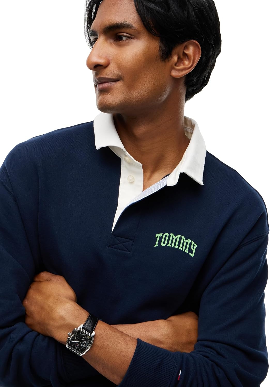 image:imageTommy Jeans Mens Long Sleeve Cotton Rugby Polo Shirt in Relaxed FitDark Blue