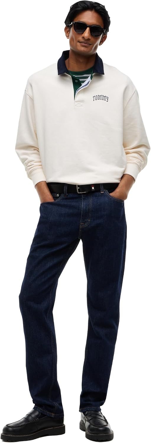 image:imageTommy Jeans Mens Long Sleeve Cotton Rugby Polo Shirt in Relaxed FitOffwhite