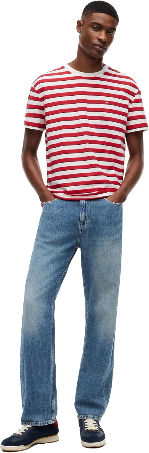 image:imageTommy Jeans Mens Short Sleeve Cotton Graphic TShirtsAncient White Stripe