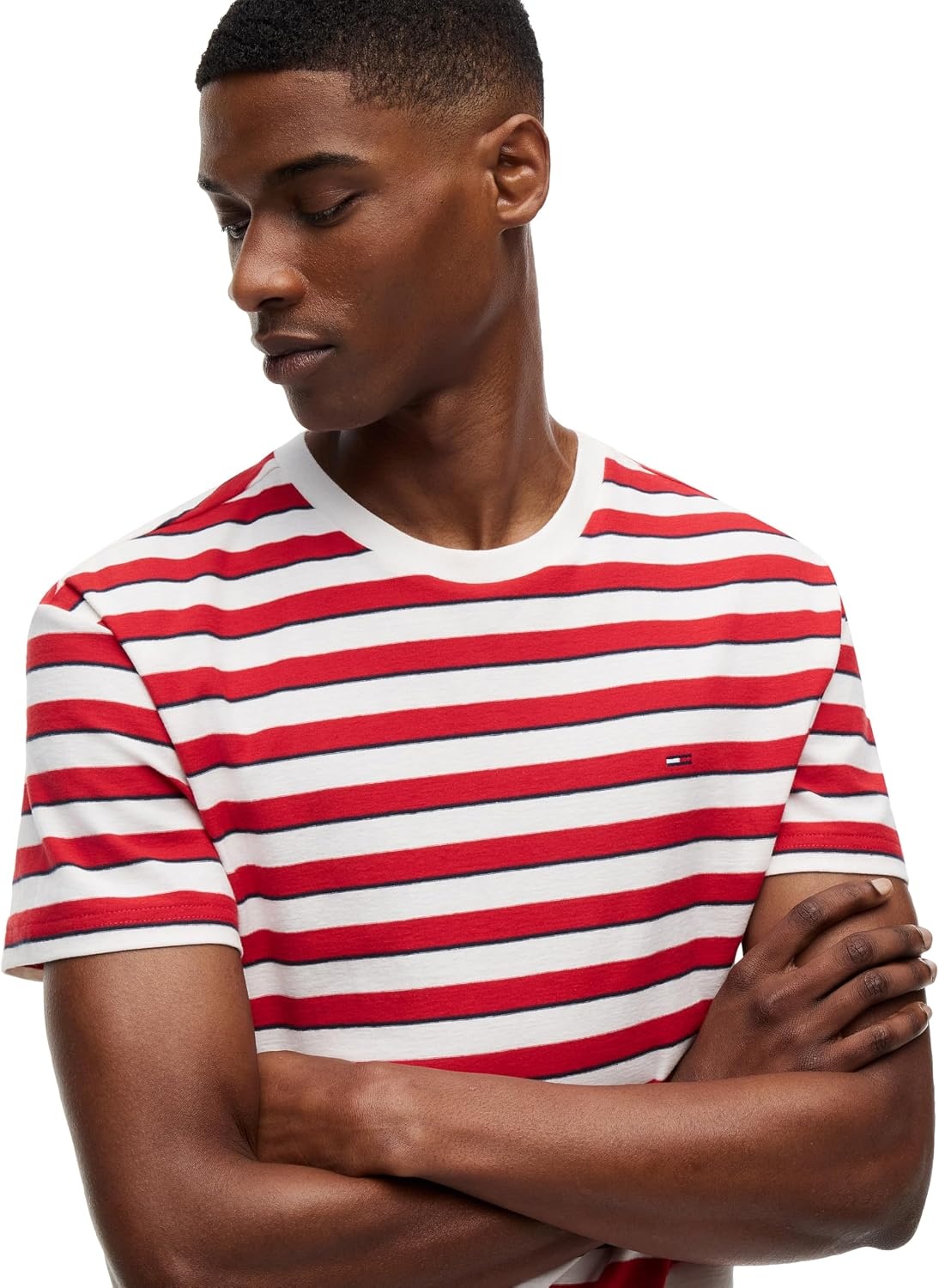 image:imageTommy Jeans Mens Short Sleeve Cotton Graphic TShirtsAncient White Stripe