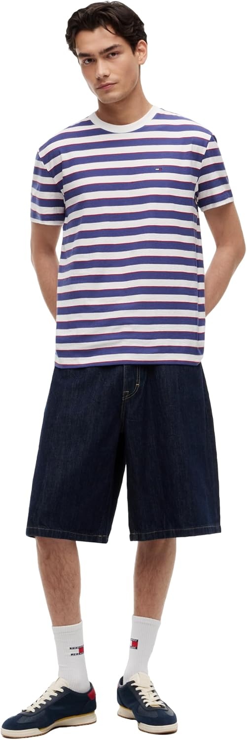 image:imageTommy Jeans Mens Short Sleeve Cotton Graphic TShirtsBlue Storm Stripe