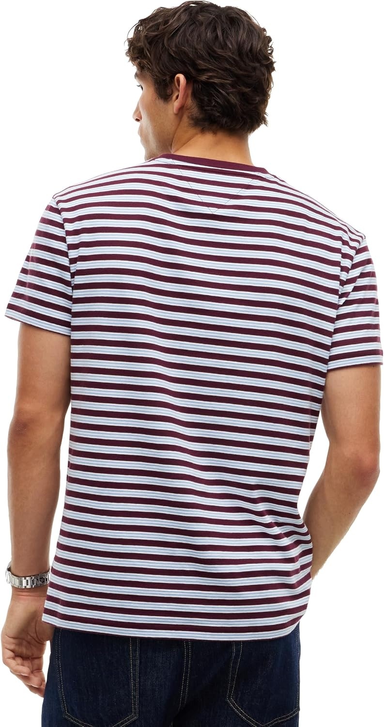 image:imageTommy Jeans Mens Short Sleeve Cotton Graphic TShirtsCalypso Berry Stripe