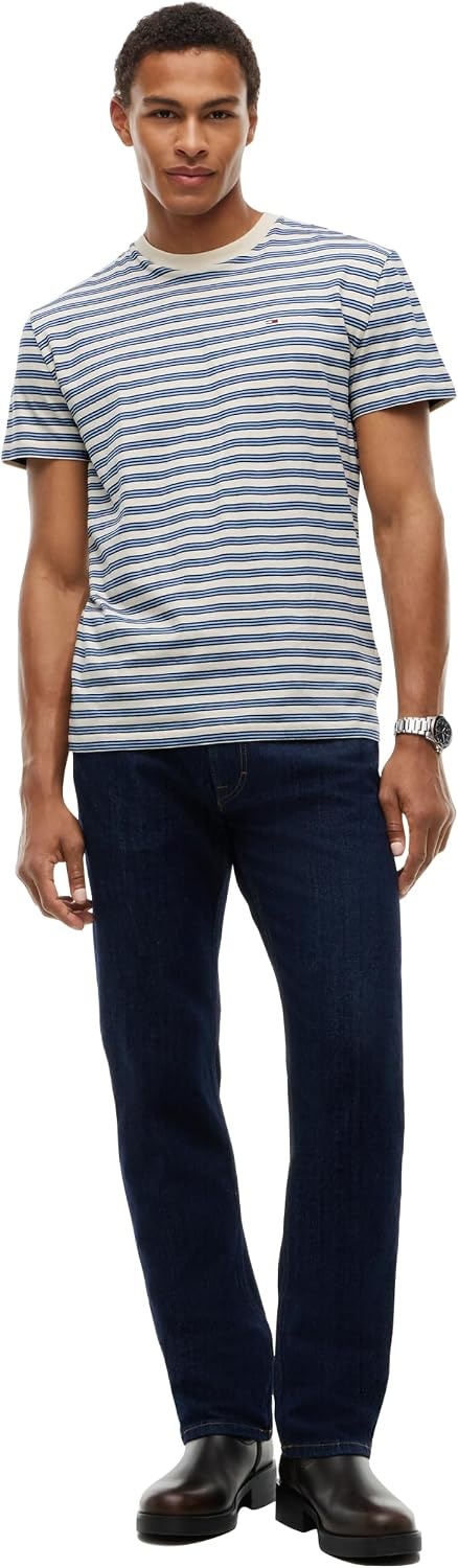 image:imageTommy Jeans Mens Short Sleeve Cotton Graphic TShirtsCream Stripe