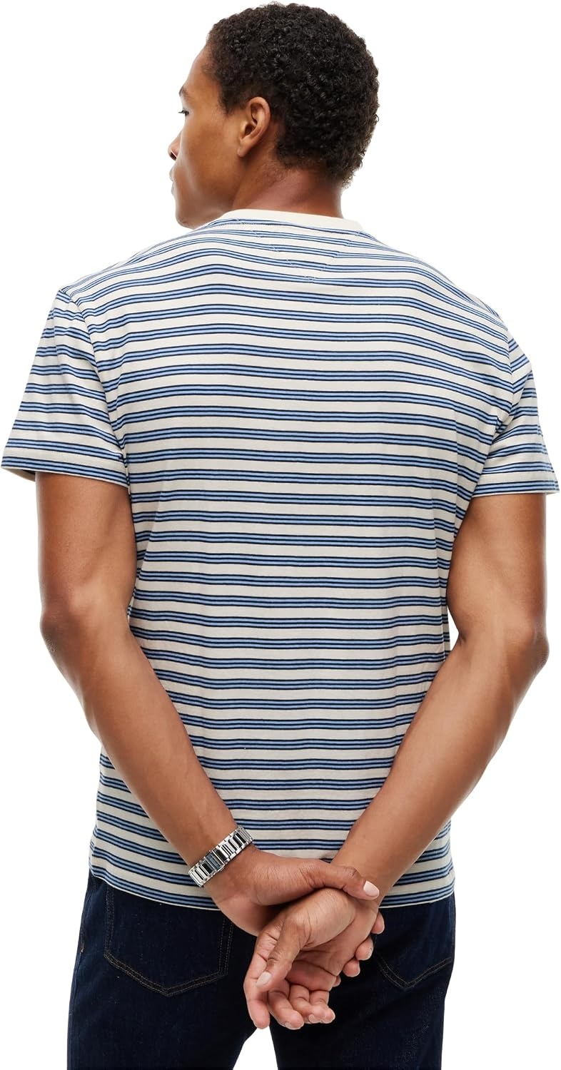 image:imageTommy Jeans Mens Short Sleeve Cotton Graphic TShirtsCream Stripe