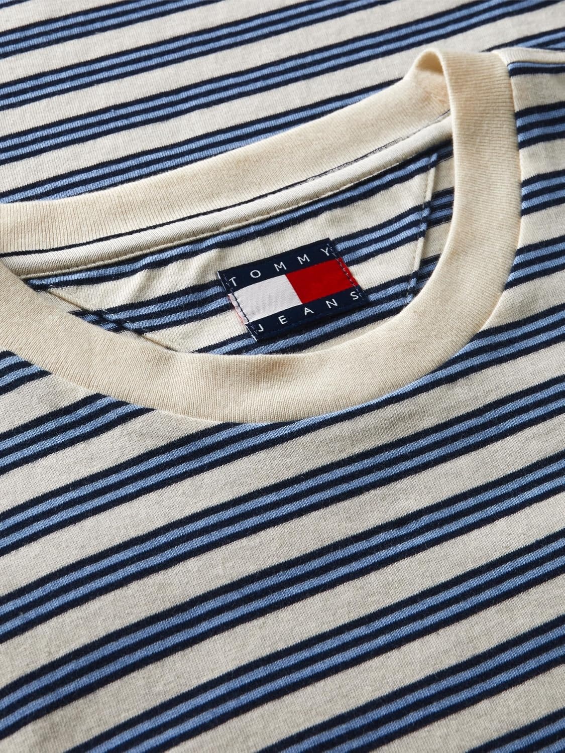 image:imageTommy Jeans Mens Short Sleeve Cotton Graphic TShirtsCream Stripe