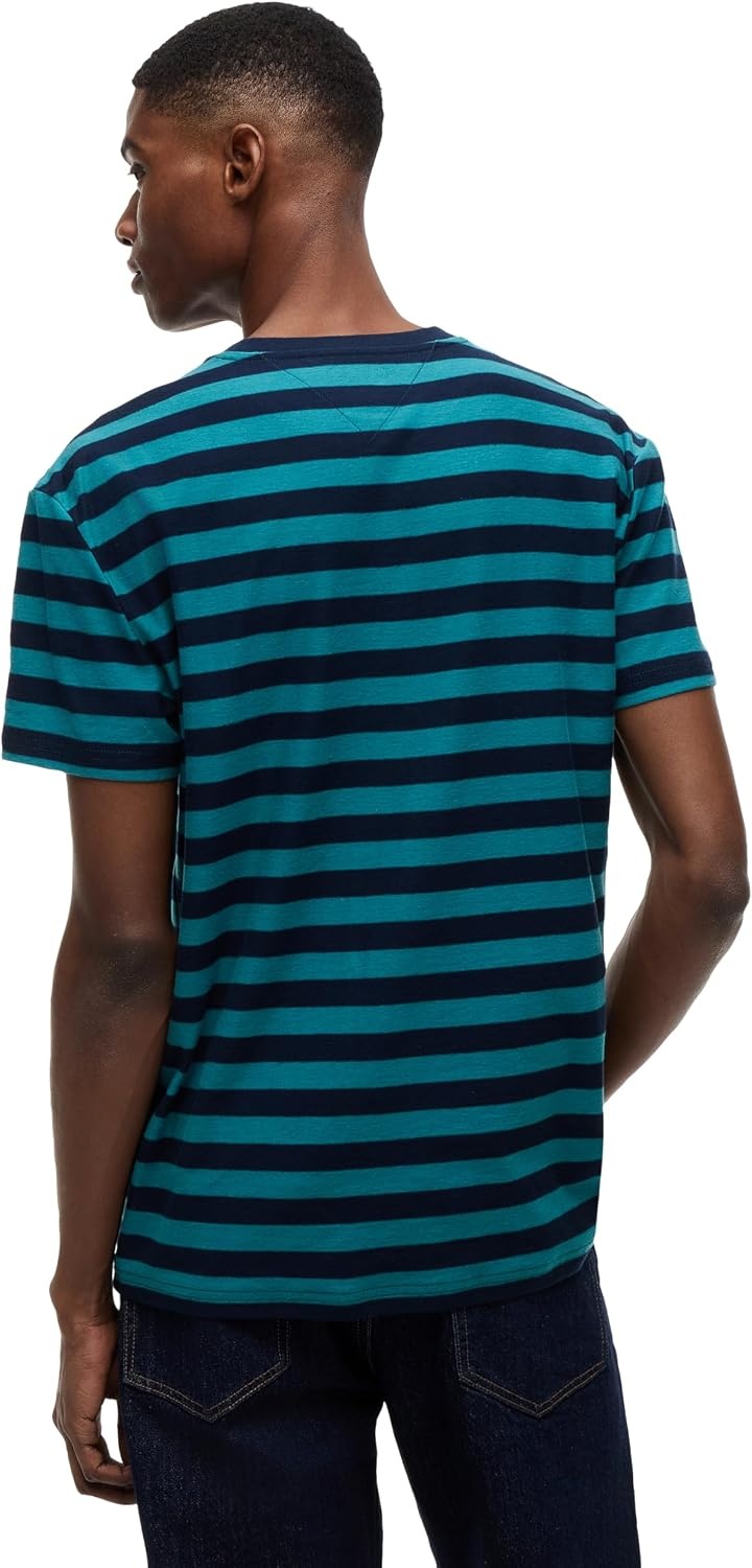image:imageTommy Jeans Mens Short Sleeve Cotton Graphic TShirtsPolar Teal Stripe