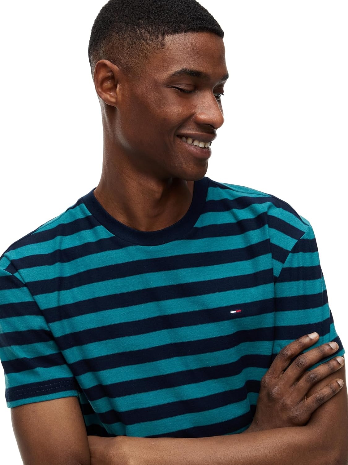 image:imageTommy Jeans Mens Short Sleeve Cotton Graphic TShirtsPolar Teal Stripe