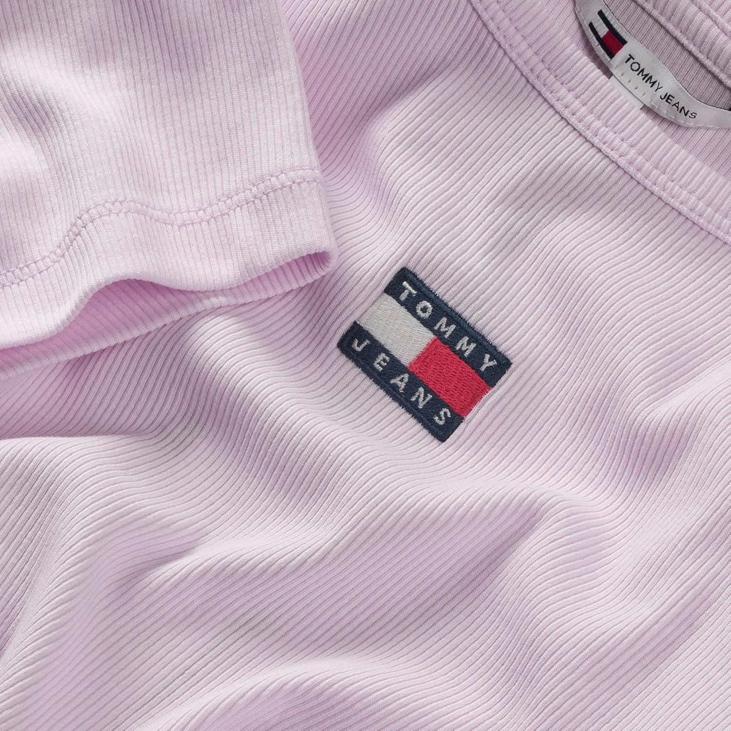 image:imageTommy Jeans Womens Graphic Tee with Embroidered Flag DetailPearly Pink
