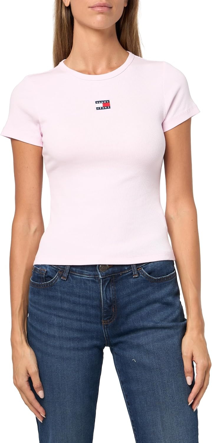 image:imageTommy Jeans Womens Graphic Tee with Embroidered Flag DetailPearly Pink