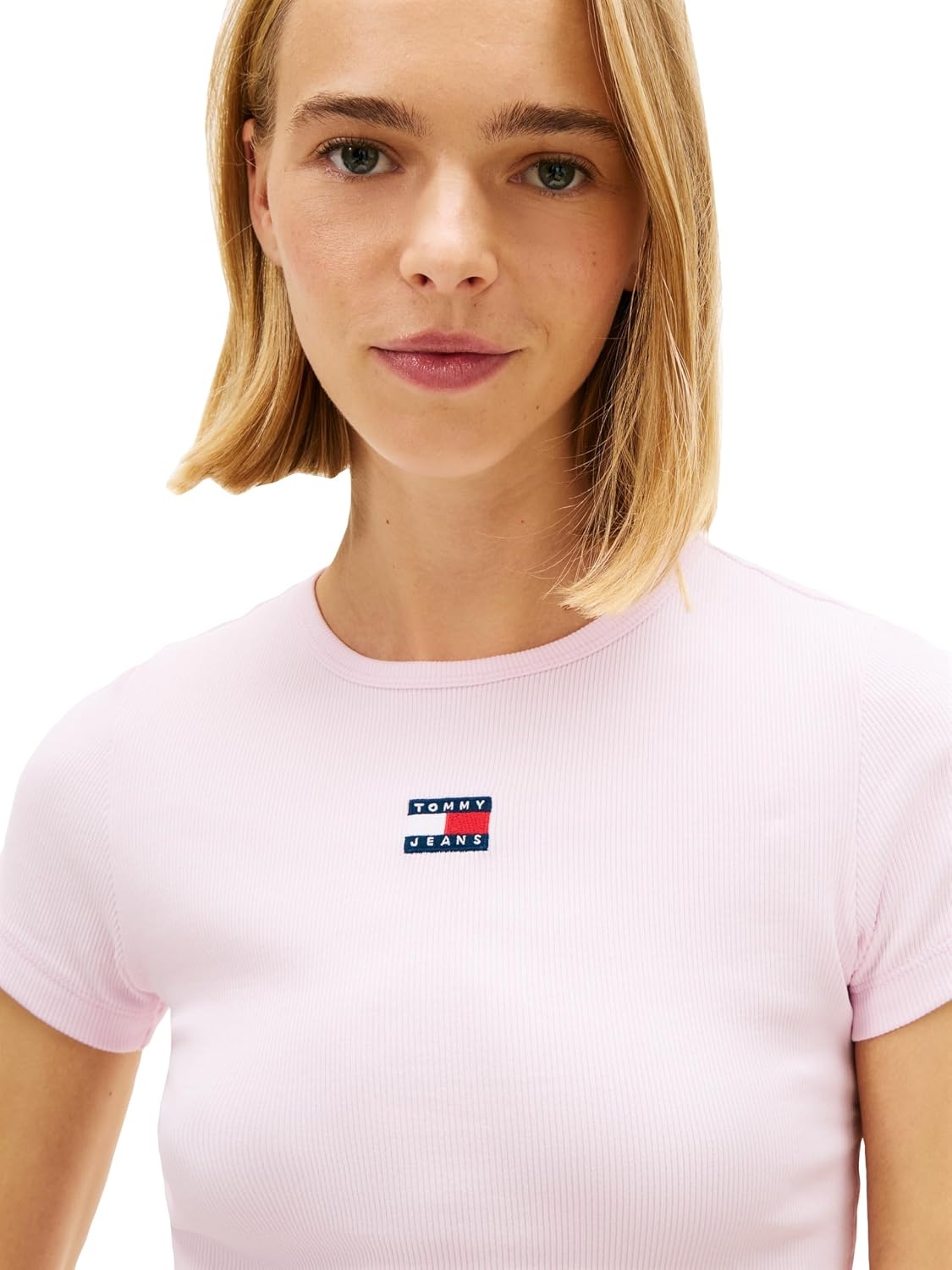 image:imageTommy Jeans Womens Graphic Tee with Embroidered Flag DetailPearly Pink