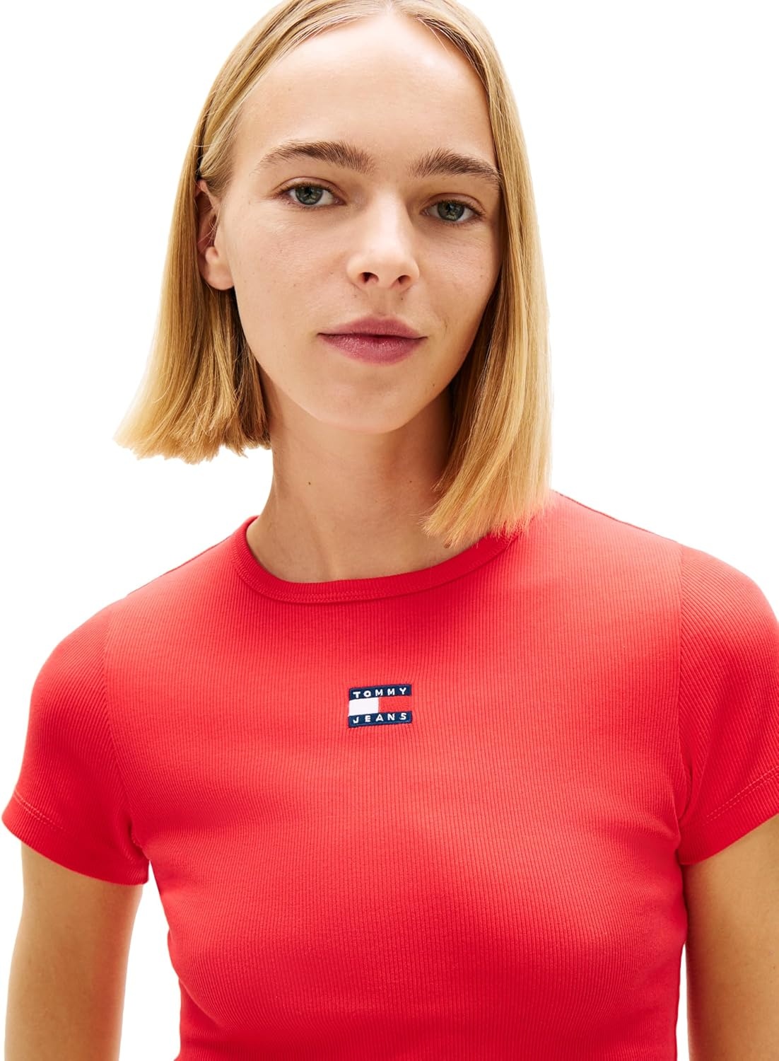 image:imageTommy Jeans Womens Graphic Tee with Embroidered Flag DetailRed Alert