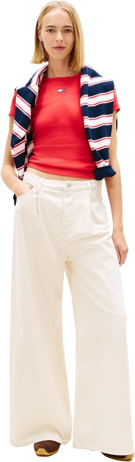 image:imageTommy Jeans Womens Graphic Tee with Embroidered Flag DetailRed Alert