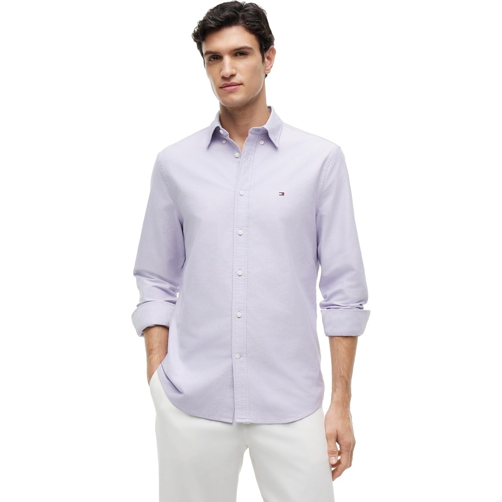 image:imageTommy Hilfiger Mens Long Sleeve Oxford Shirts in Regular Fit Mens Button Down Shirts Also Available in Big and TallMonarch Purple