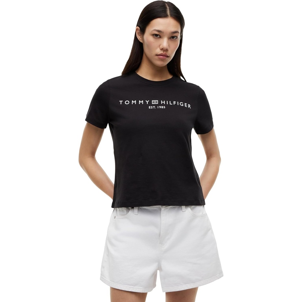 image:imageTommy Hilfiger Womens Short Sleeve Cotton Graphic Logo Crew Neck TShirtsBlack