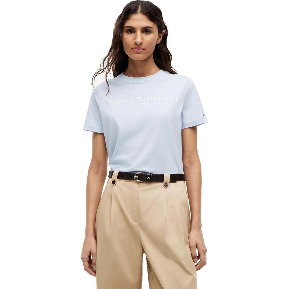 image:imageTommy Hilfiger Womens Short Sleeve Cotton Graphic Logo Crew Neck TShirtsBreezy Blue