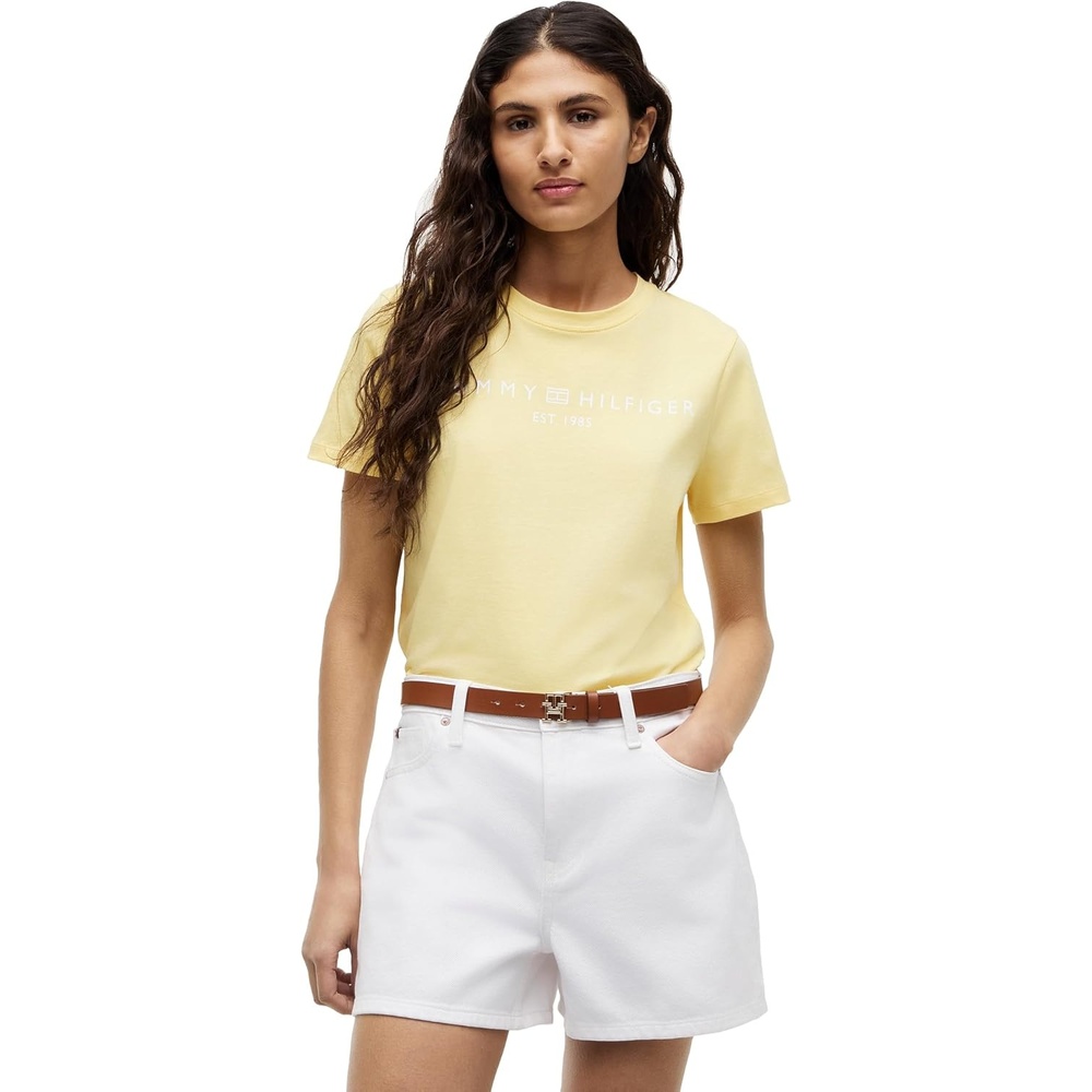 image:imageTommy Hilfiger Womens Short Sleeve Cotton Graphic Logo Crew Neck TShirtsCitronella