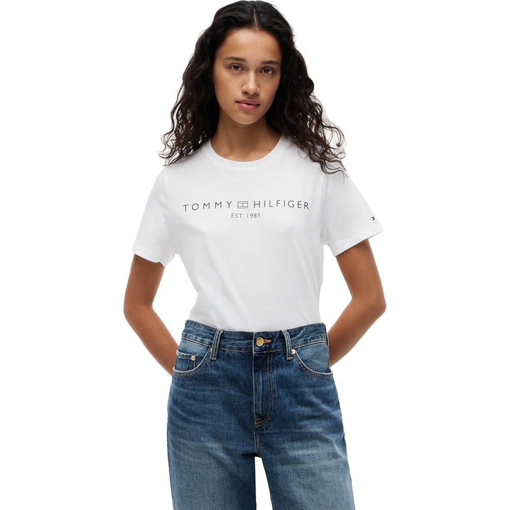 image:imageTommy Hilfiger Womens Short Sleeve Cotton Graphic Logo Crew Neck TShirtsOptic White