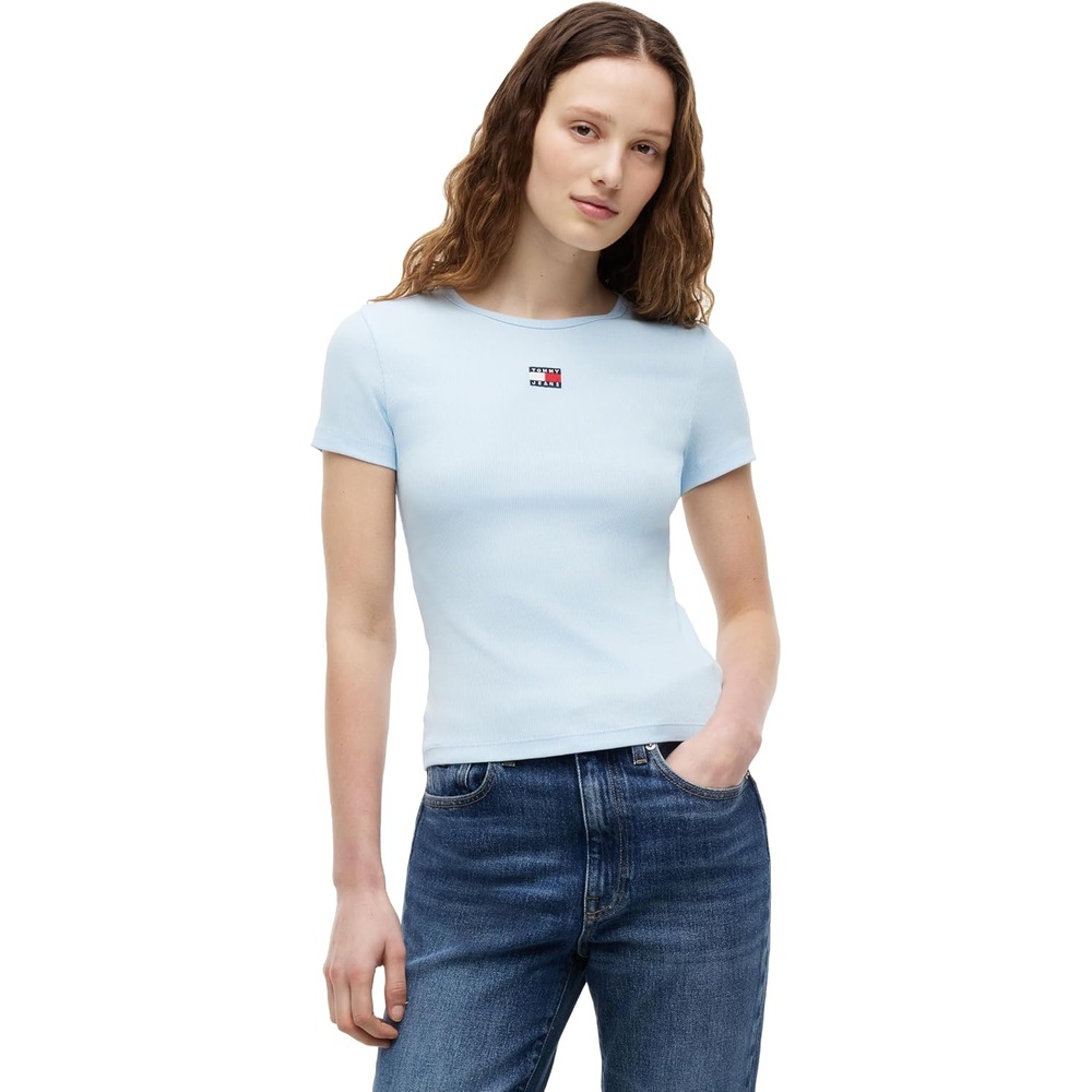 image:imageTommy Jeans Womens Graphic Tee with Embroidered Flag DetailKingly Blue