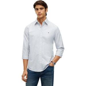 Tommy Hilfiger Men’s Long Sleeve Oxford Shirts in Regular Fit, Men’s Button Down Shirts, Also Available in Big and Tall(Hunter / Stripe)