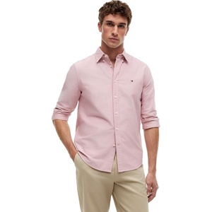 Tommy Hilfiger Men’s Long Sleeve Oxford Shirts in Regular Fit, Men’s Button Down Shirts, Also Available in Big and Tall(Medium Red)