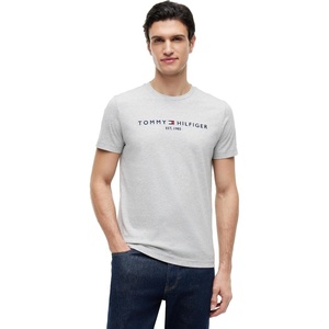 Tommy Hilfiger Men’s Short Sleeve Cotton Graphic T-Shirts with Embroidered Logo(Light Grey Heather)