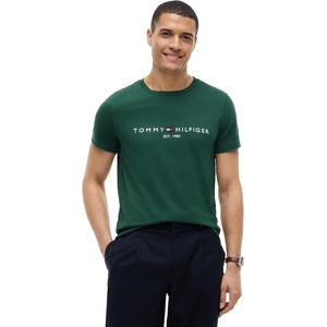 Tommy Hilfiger Men’s Short Sleeve Cotton Graphic T-Shirts with Embroidered Logo(Ornamental Green)